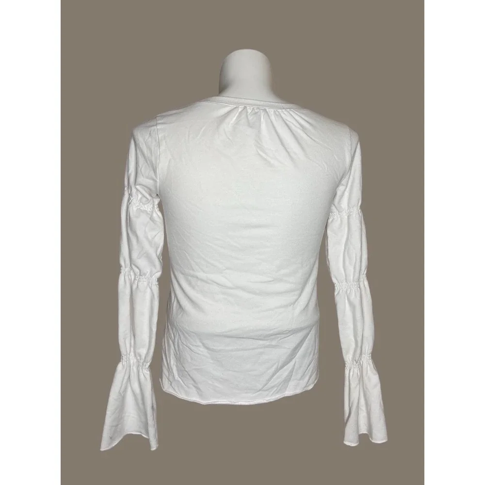 HINGE Womens Tiered Sleeve Sweatshirt Top White XS Crewneck Casual - Picture 5 of 9